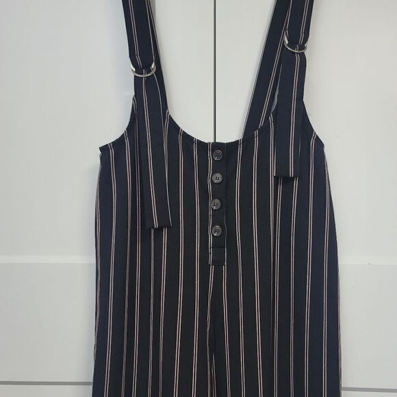 Forever 21 black striped pinafore, small - Picture 2 of 9